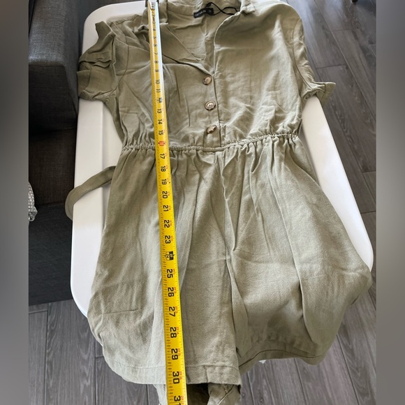 Cotton On| Olive Cargo Linen Romper, Short Sleeve, Size Large••• - Picture 12 of 13
